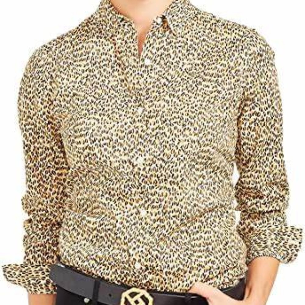 NWT J. McLAUGHLIN LOIS LEOPARD ANIMAL PRINT BLOUSE S